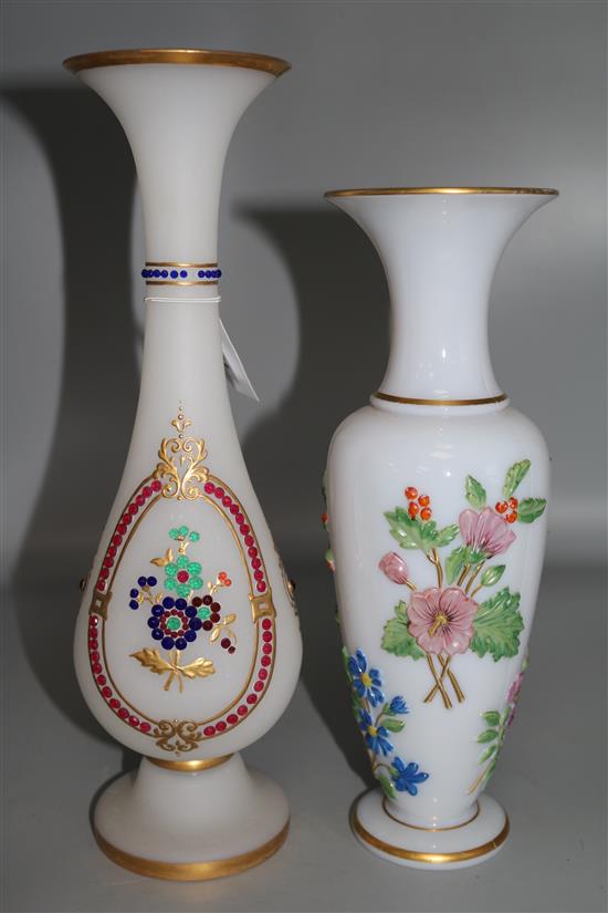 Two opaque glass vases